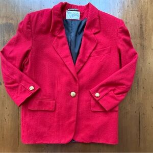 Vintage International Scene Red Blazer with Gold Buttons